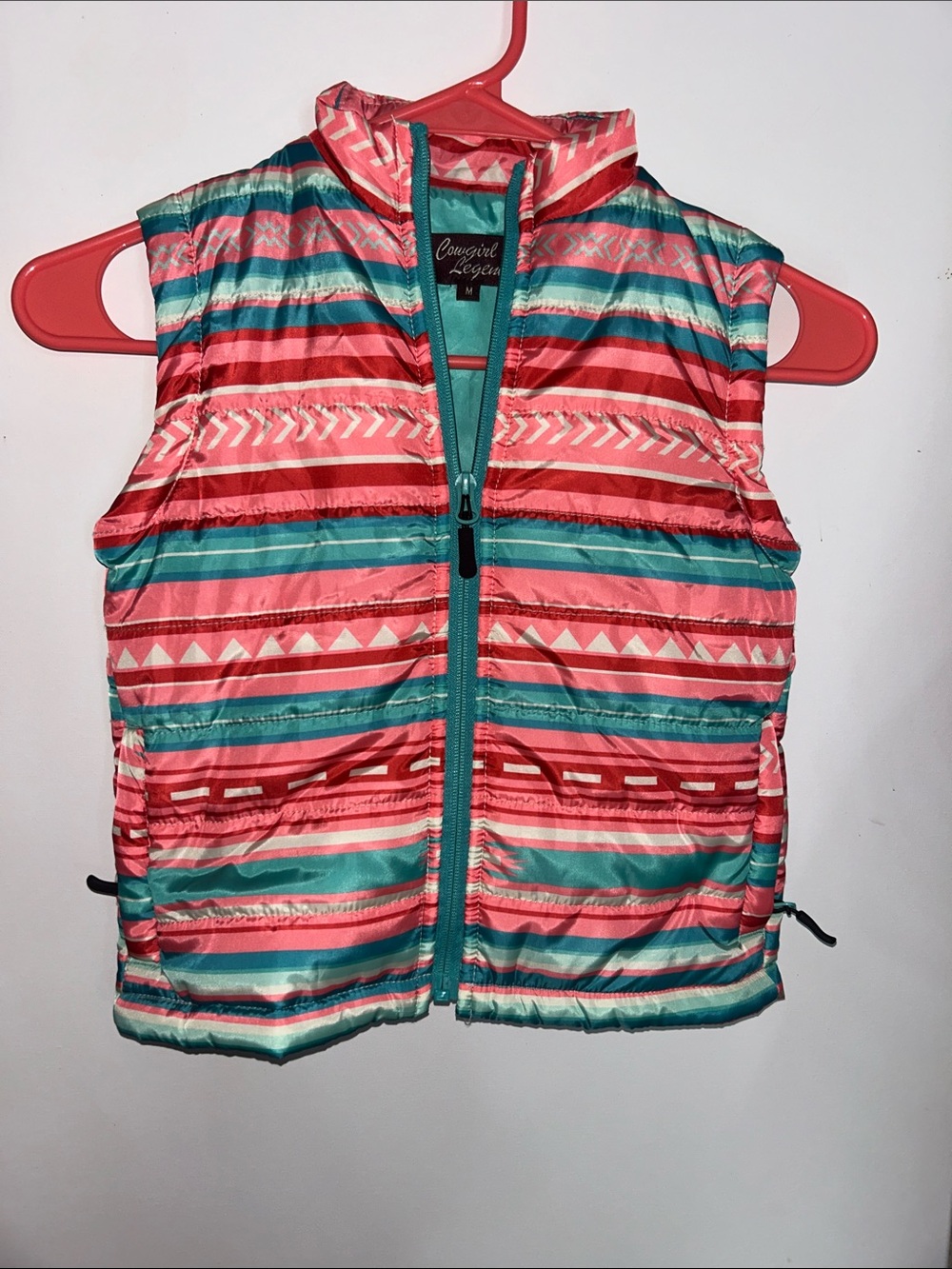 Cowgirl Legend Kids' Pink & Teal Striped Puffer Vest